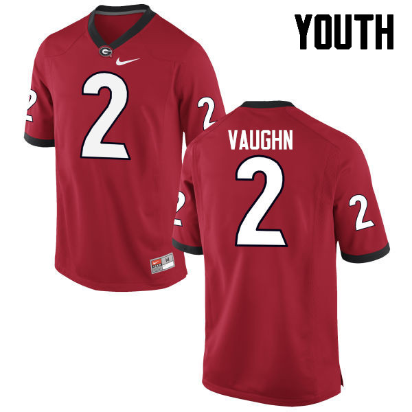 Georgia Bulldogs Youth Sam Vaughn #2 Red Stitched College UGA Football Jersey 23AN012HB